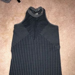 Navy striped Athleta Workout top.